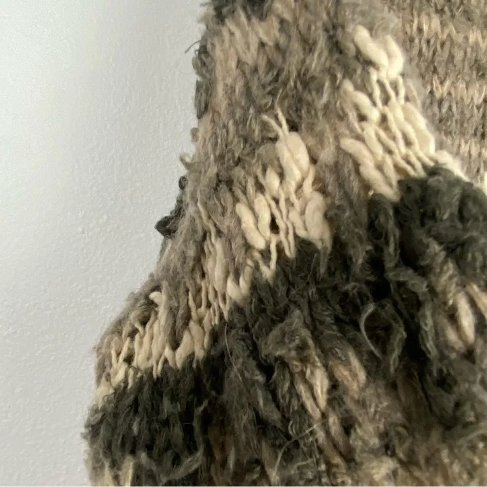 Free People Chunky Sweater Tan Brown Earthy Hi-lo Hem Women’s Size S Southwest - Picture 10 of 13